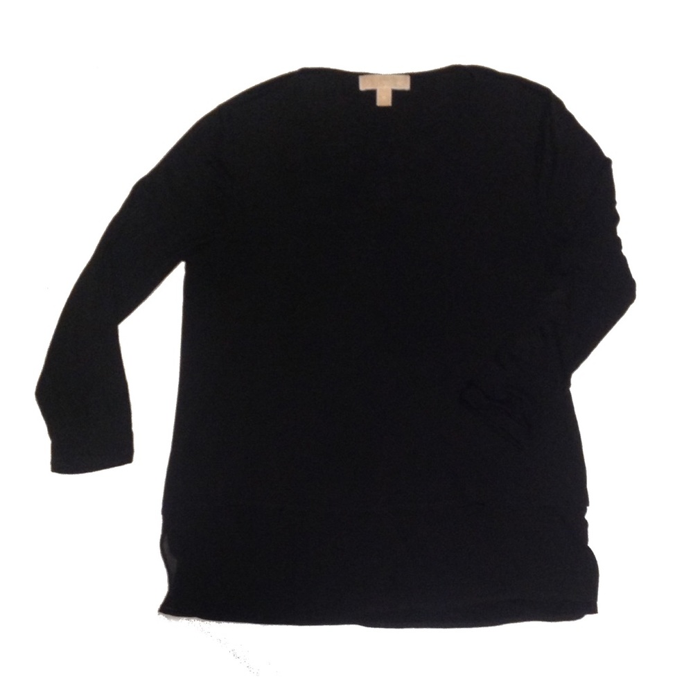 MK EUC BLACK V-Neck SHEER LAYER TOP